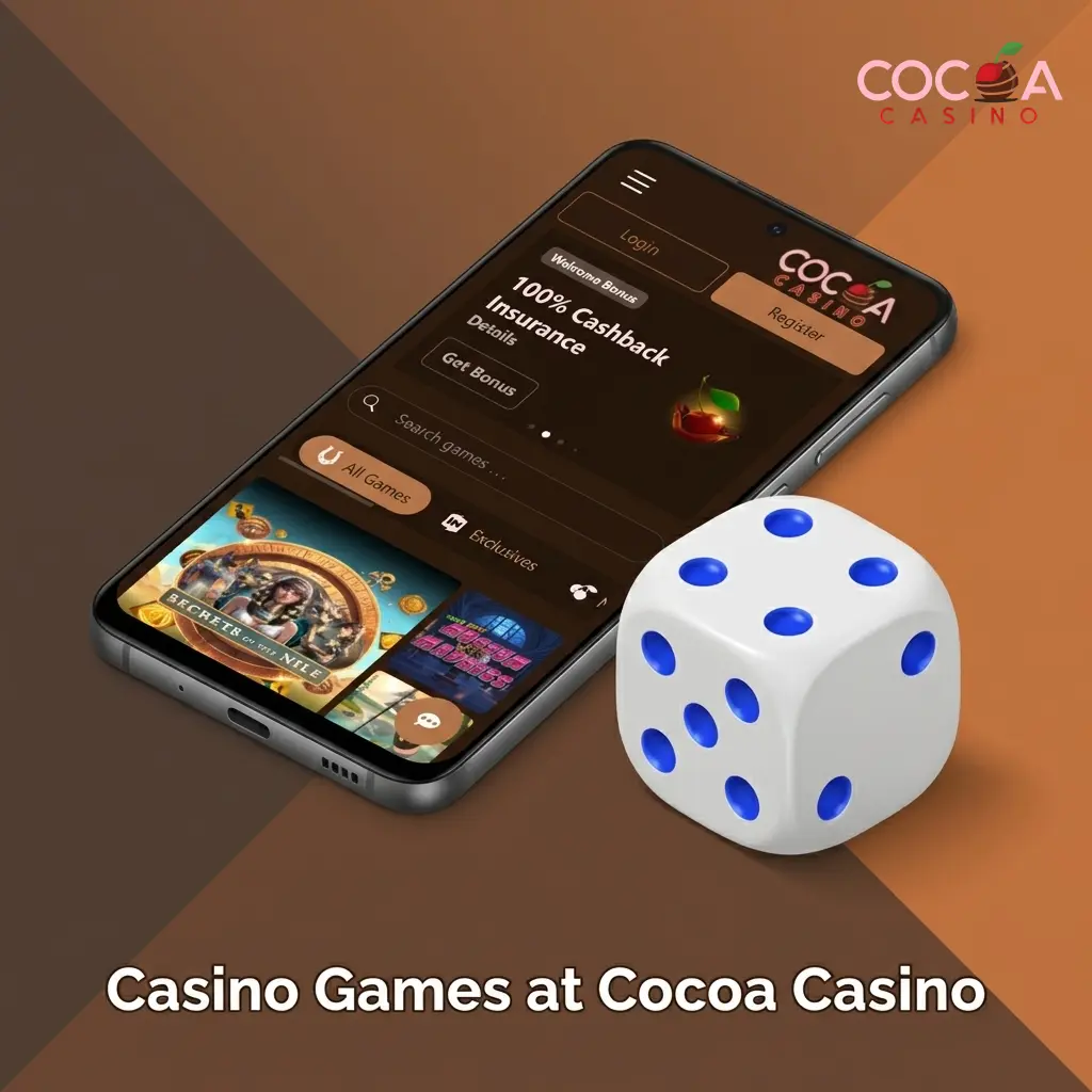 Cocoa Casino game lobby showing slots, live casino, table games, jackpot slots, and crash games for UK players