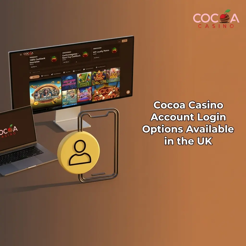Cocoa Casino login page showing email and phone number sign-in options for UK players on desktop and mobile