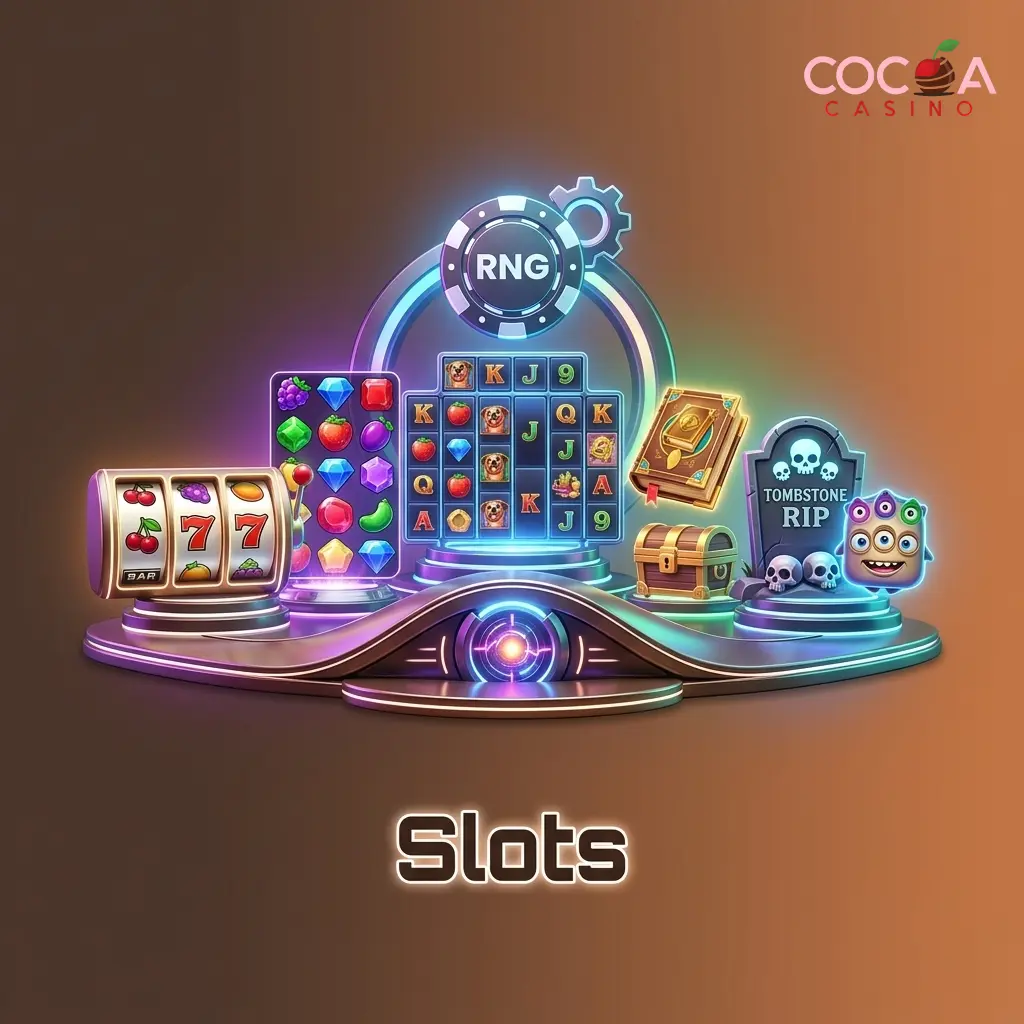 Cocoa Casino slots selection featuring classic reels, Megaways and cluster pays games from top providers like Pragmatic Play