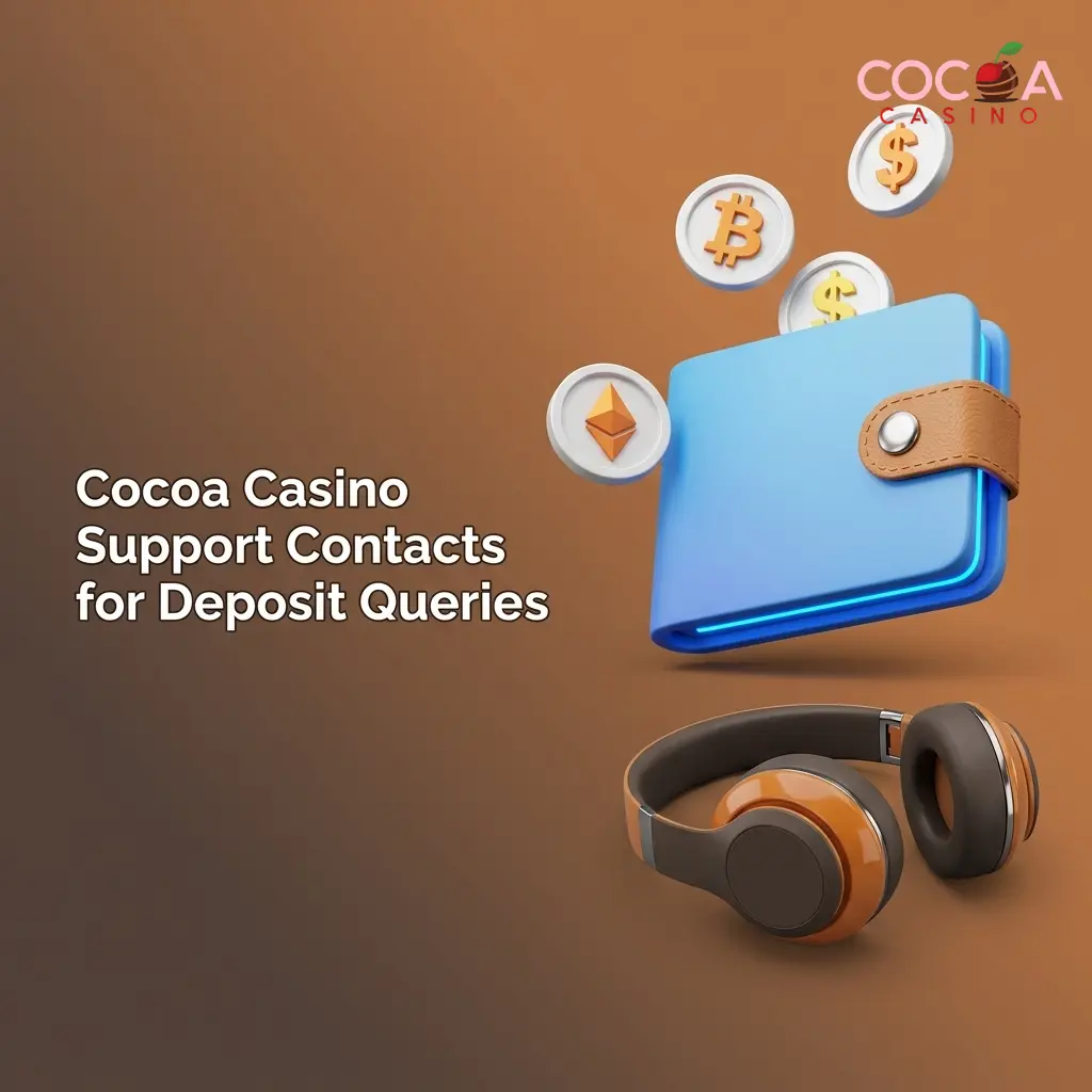 Cocoa Casino support contacts page showing live chat, email, and help centre options for deposit queries