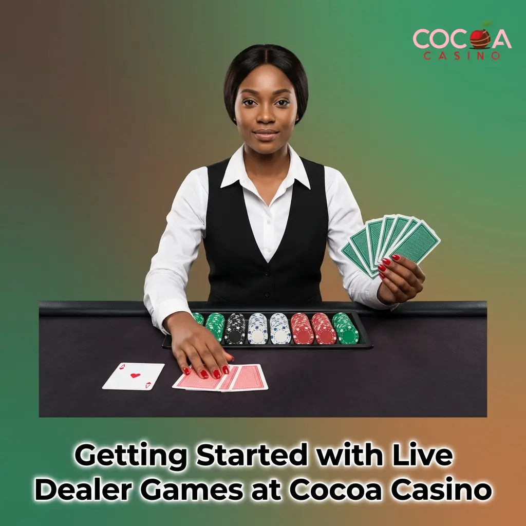 Cocoa Casino live dealer table game interface showing registration steps and live casino lobby