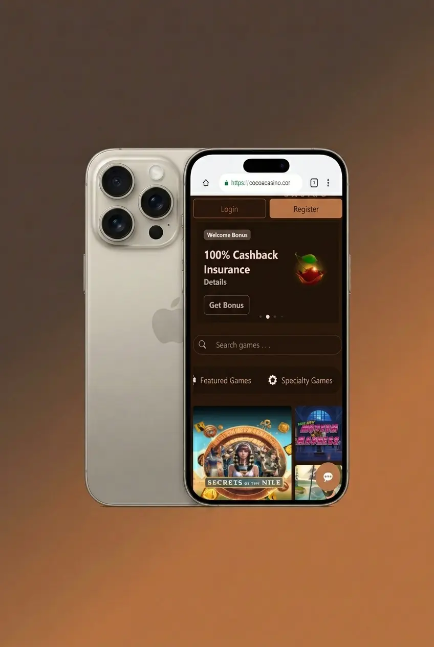 Cocoa Casino PWA installation steps on Android showing Add to Home Screen option in Chrome browser menu