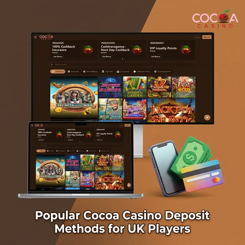 Cocoa Casino deposit methods for UK players including credit card, Volt, MiFinity, SEPA, and crypto via Alphapays