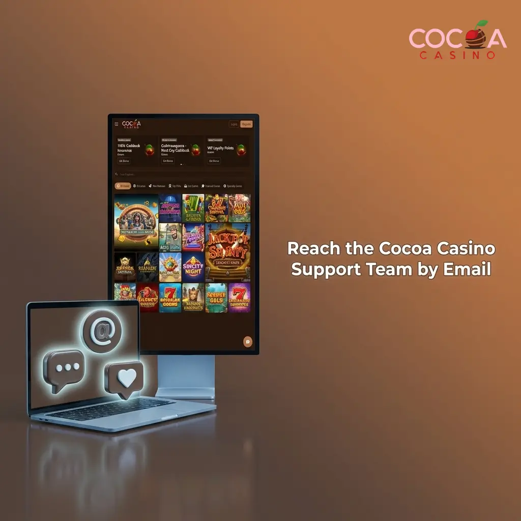 Cocoa Casino contact form on website for email support, ideal for account queries, payment disputes and document submissions