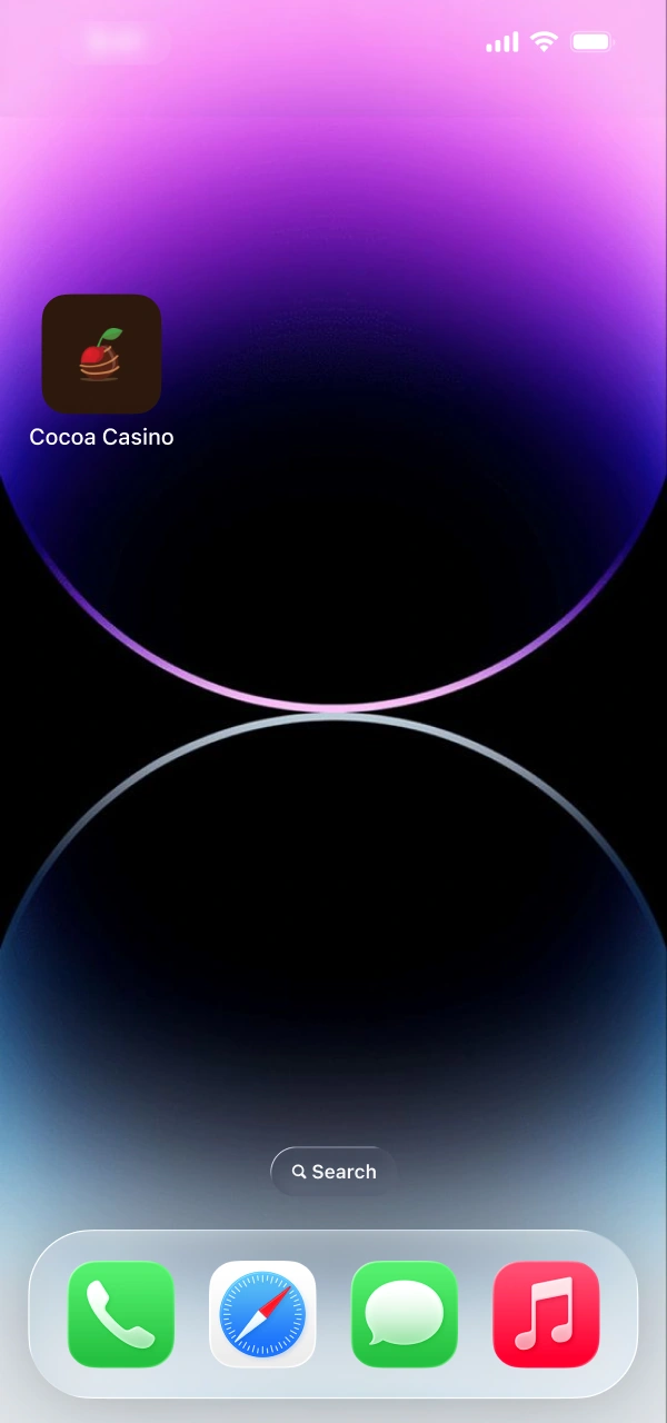 Launch your installed app shortcut to install Cocoa Casino iOS PWA.