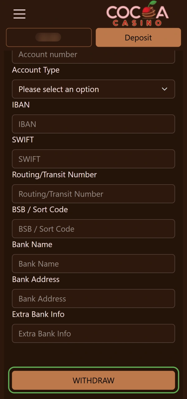 Send your payout ticket on how to withdraw money from Cocoa Casino.